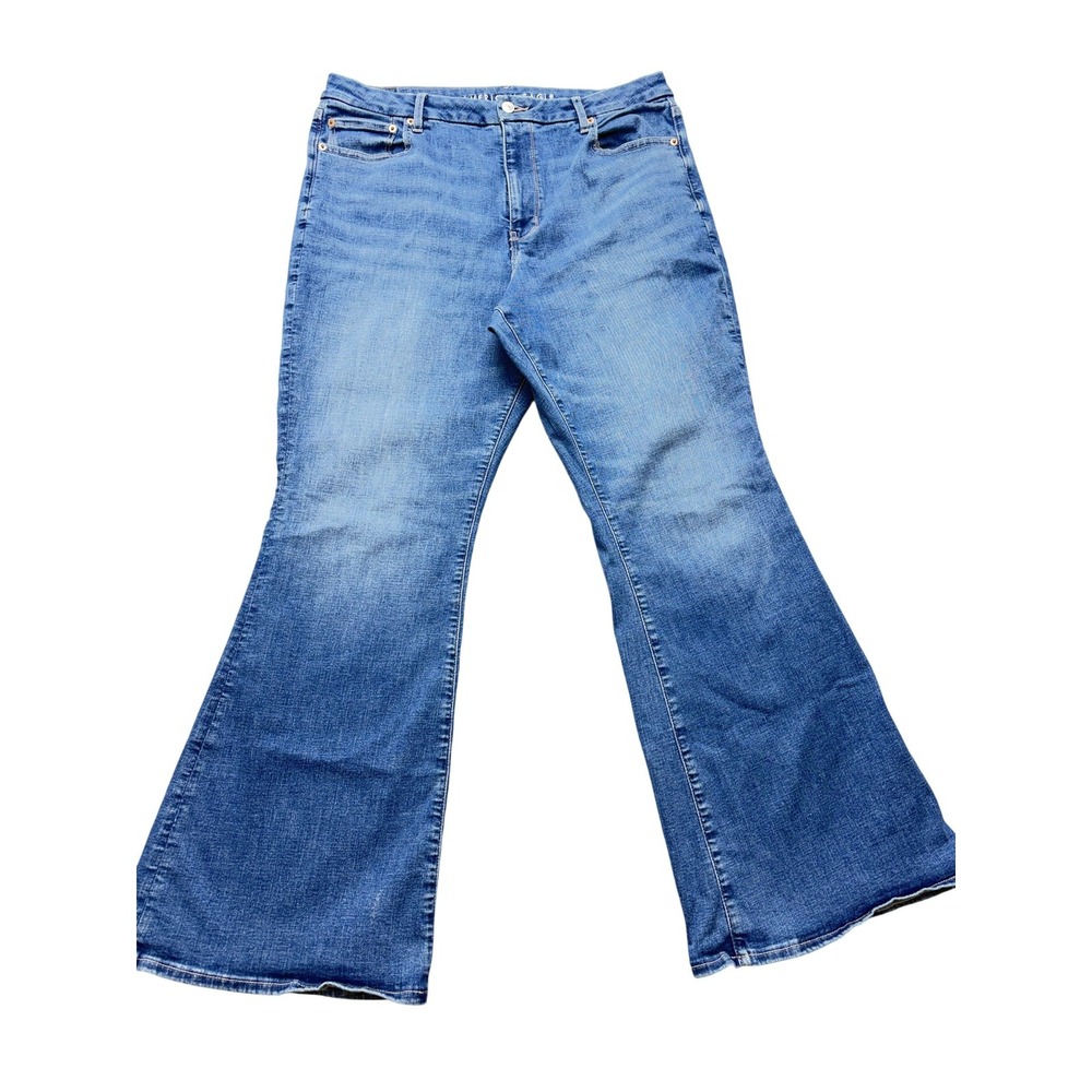 American Eagle Curvy High Rise Flare Jeans Womens 37x30.5 Blue Stretch Tag 18